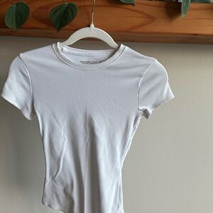Abercrombie & Fitch White Ribbed Short Sleeve Tee